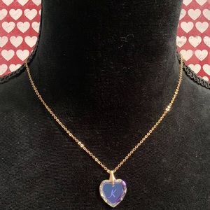 Vintage Initial “K” Crystal Heart Necklace